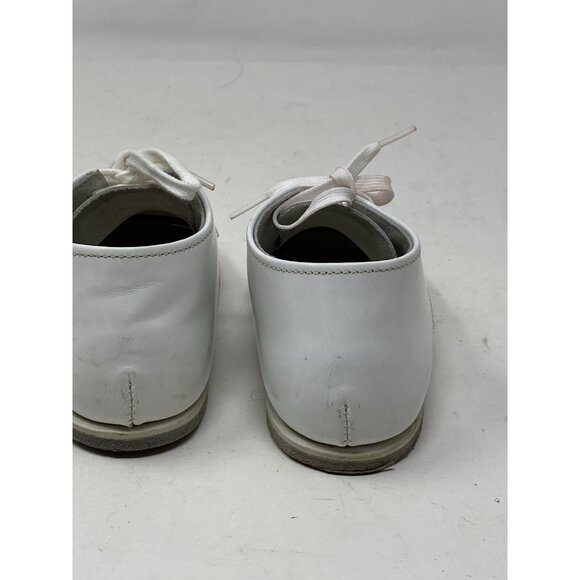 Vintage Stride Rite Hard Sole Baby Shoes Size 5-1/2 EE White Leather Made in USA - Picture 8 of 10